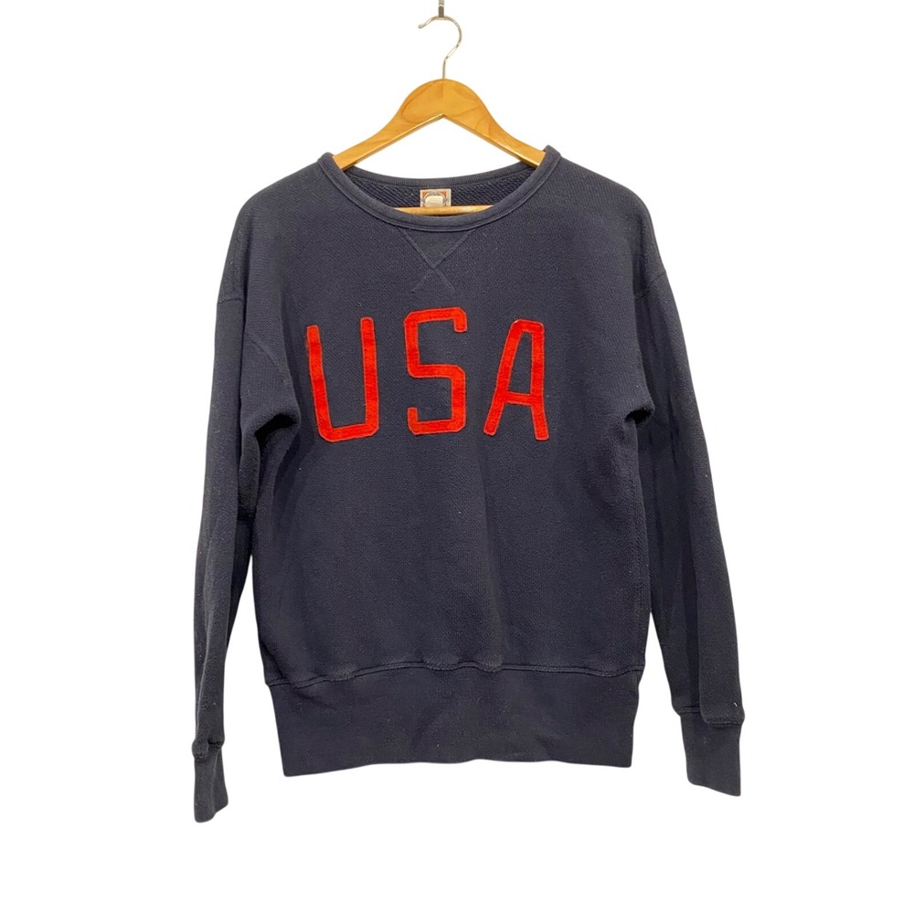 Ebbets Field‎ Flannels Navy Blue USA Crew Neck Sweater Small Vintage Authentic